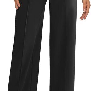 Fashion-Forward Women's Stretchy Wide Leg Pants - Effortless Work Style in Black